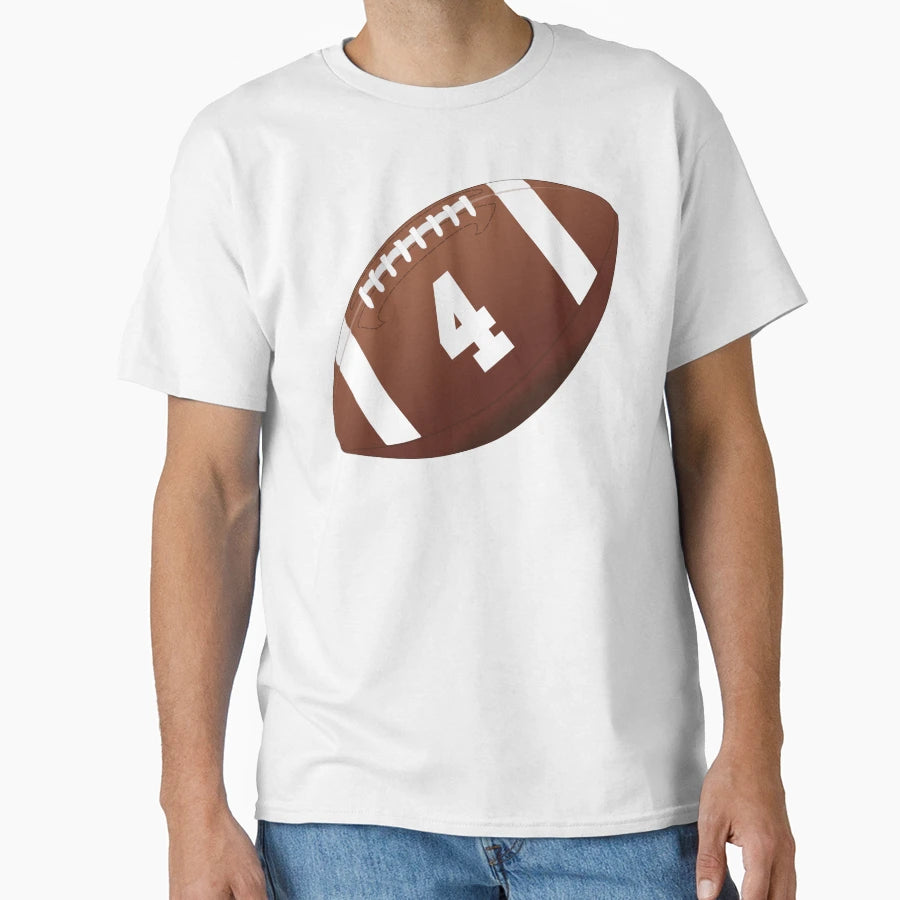 American Football Ball Number 4 Four T-Shirt - Minimalist Print Men Women - T-Shirt, Sweatshirt, Hoodie