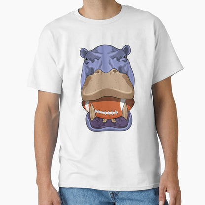 Hippo Football Sports T-Shirt - Casual Everyday Wear Unisex - T-Shirt, Sweatshirt, Hoodie