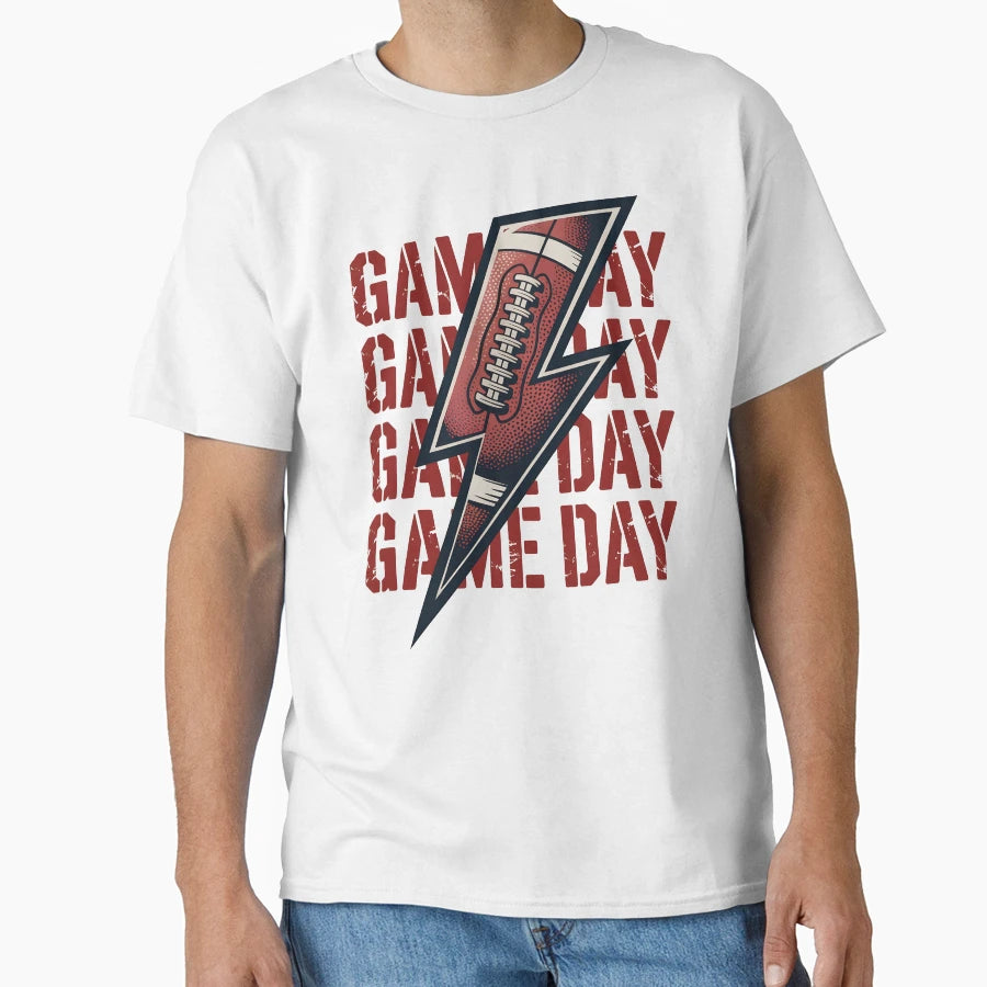 Game Day Lightning Bolt Football T-Shirt - Casual Everyday Wear for Adults - T-Shirt, Sweatshirt, Hoodie