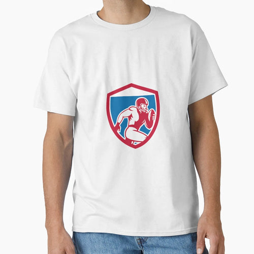 American Football Player Running Shield T-Shirt - Graphic Print for Adults - T-Shirt, Sweatshirt, Hoodie