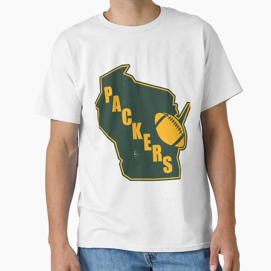 Green Bay Packers State Outline T-Shirt - Casual Everyday Wear Unisex - T-Shirt, Sweatshirt, Hoodie