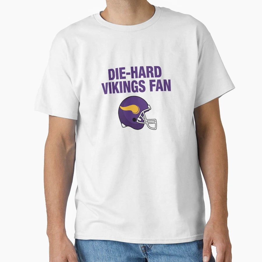 Die Hard Football Fan Purple Gold T-Shirt - Trendy Graphic Unisex - T-Shirt, Sweatshirt, Hoodie