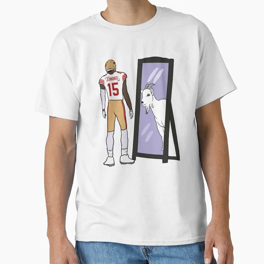 Jauan Jennings Mirror Goat T-Shirt - Minimalist Print for Adults - T-Shirt, Sweatshirt, Hoodie