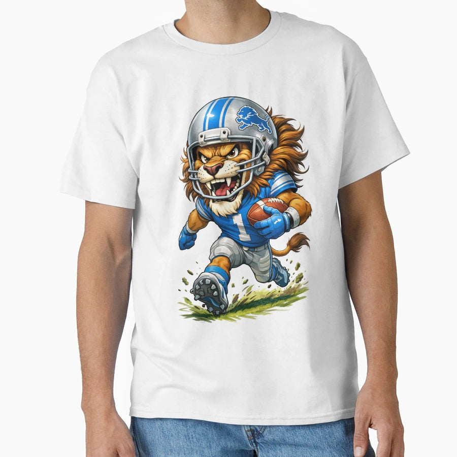 Lions Football Caricature T-Shirt - Minimalist Print Men Women - T-Shirt, Sweatshirt, Hoodie