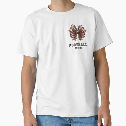 Football Bow Football Mom Text T-Shirt - Minimalist Print Men Women - T-Shirt, Sweatshirt, Hoodie