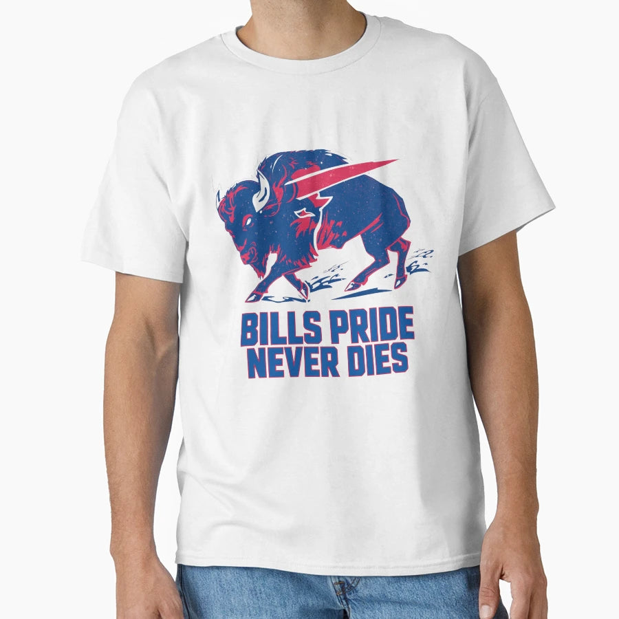 Bills Pride Never Dies Charging T-Shirt - Custom Art Print Men Women - T-Shirt, Sweatshirt, Hoodie