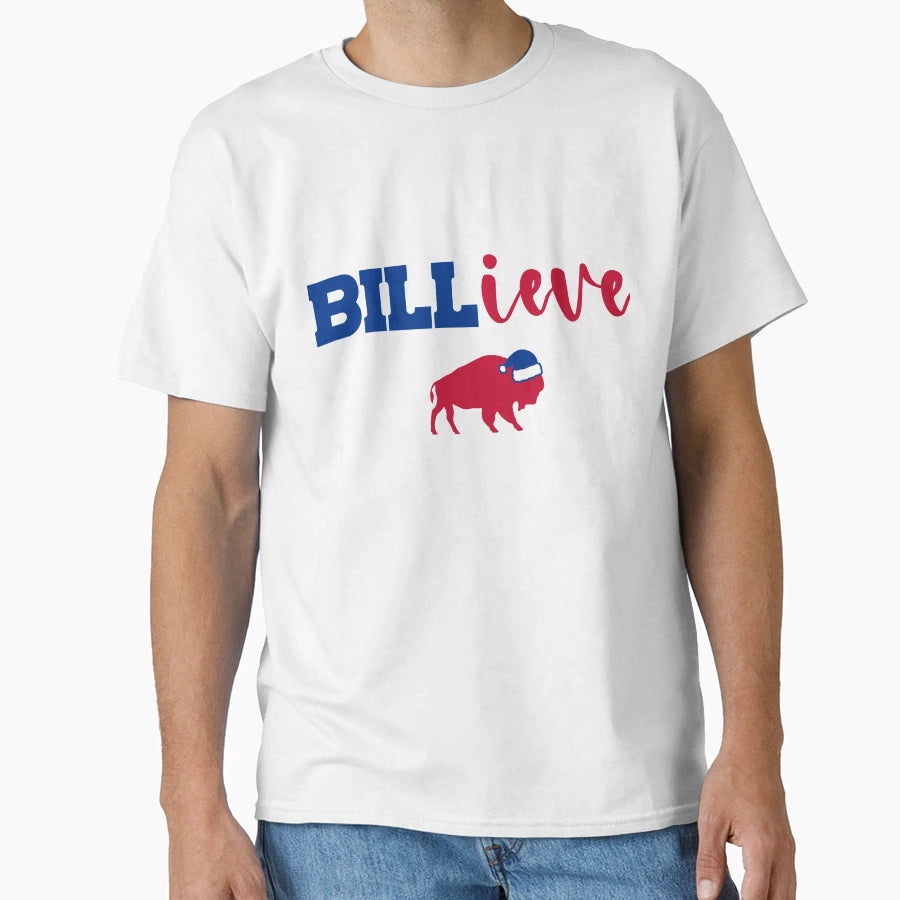 Billieve Buffalo Santa Hat T-Shirt - Trendy Graphic for Adults - T-Shirt, Sweatshirt, Hoodie
