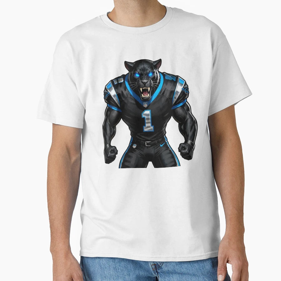 Aggressive Blue Panther Football Mascot T-Shirt - Novelty Apparel Men Women - T-Shirt, Sweatshirt, Hoodie