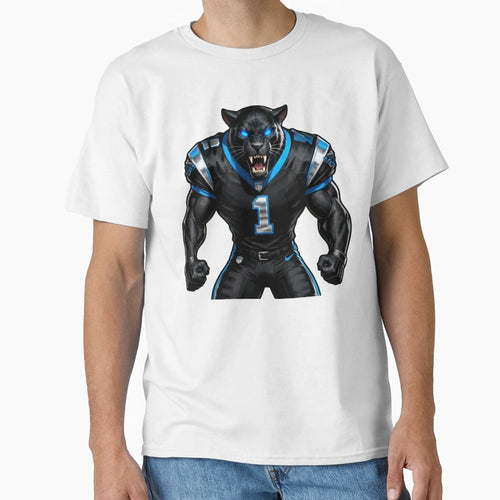 Aggressive Blue Panther Football Mascot T-Shirt - Novelty Apparel Men Women - T-Shirt, Sweatshirt, Hoodie