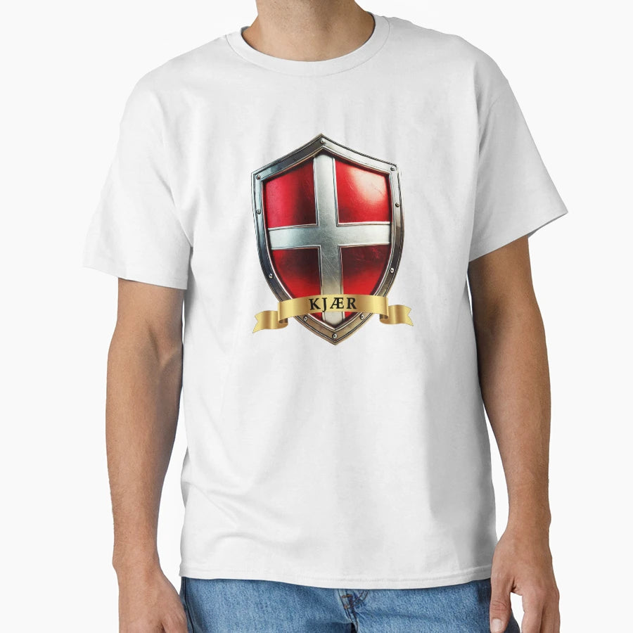 Kjaer Denmark Name Heritage Shield T-Shirt - Unique Graphic Men Women - T-Shirt, Sweatshirt, Hoodie