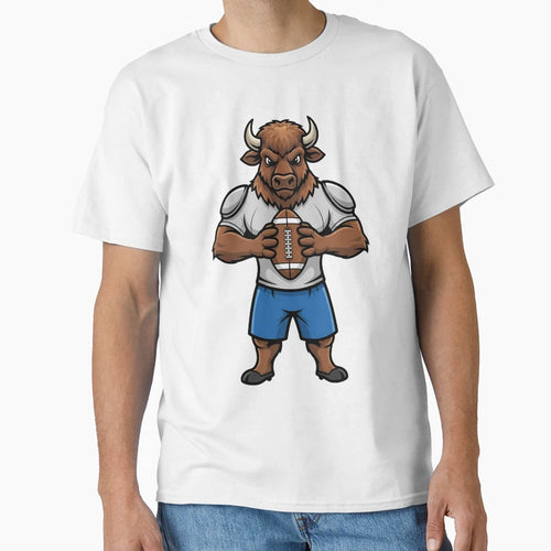 Bison Football Mascot Rugby Sports T-Shirt - Minimalist Print for Adults - T-Shirt, Sweatshirt, Hoodie