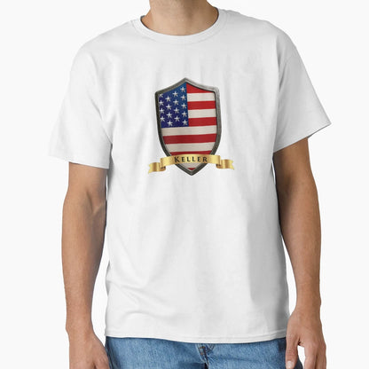 Keller Family Usa Shield Stars Stripes T-Shirt - Fun Novelty Design Unisex - T-Shirt, Sweatshirt, Hoodie