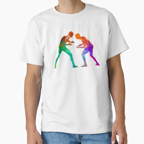 Wrestlers Wrestling 01 Watercolor T-Shirt - Custom Art Print Men Women - T-Shirt, Sweatshirt, Hoodie