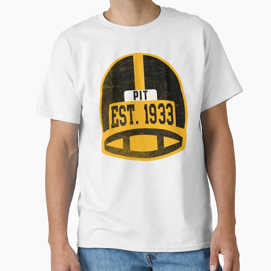 Pittsburgh Throwback Football Helmet T-Shirt - Streetwear Style Men Women - T-Shirt, Sweatshirt, Hoodie