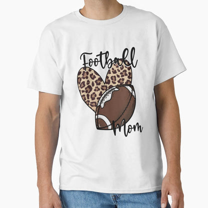Leopard Heart Football Mom T-Shirt - Fun Novelty Design for Adults - T-Shirt, Sweatshirt, Hoodie