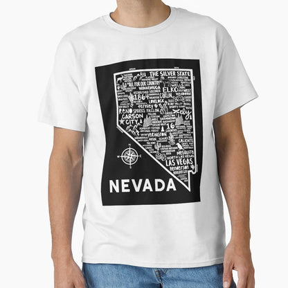 Nevada Map T-Shirt - Unique Graphic for Adults - T-Shirt, Sweatshirt, Hoodie