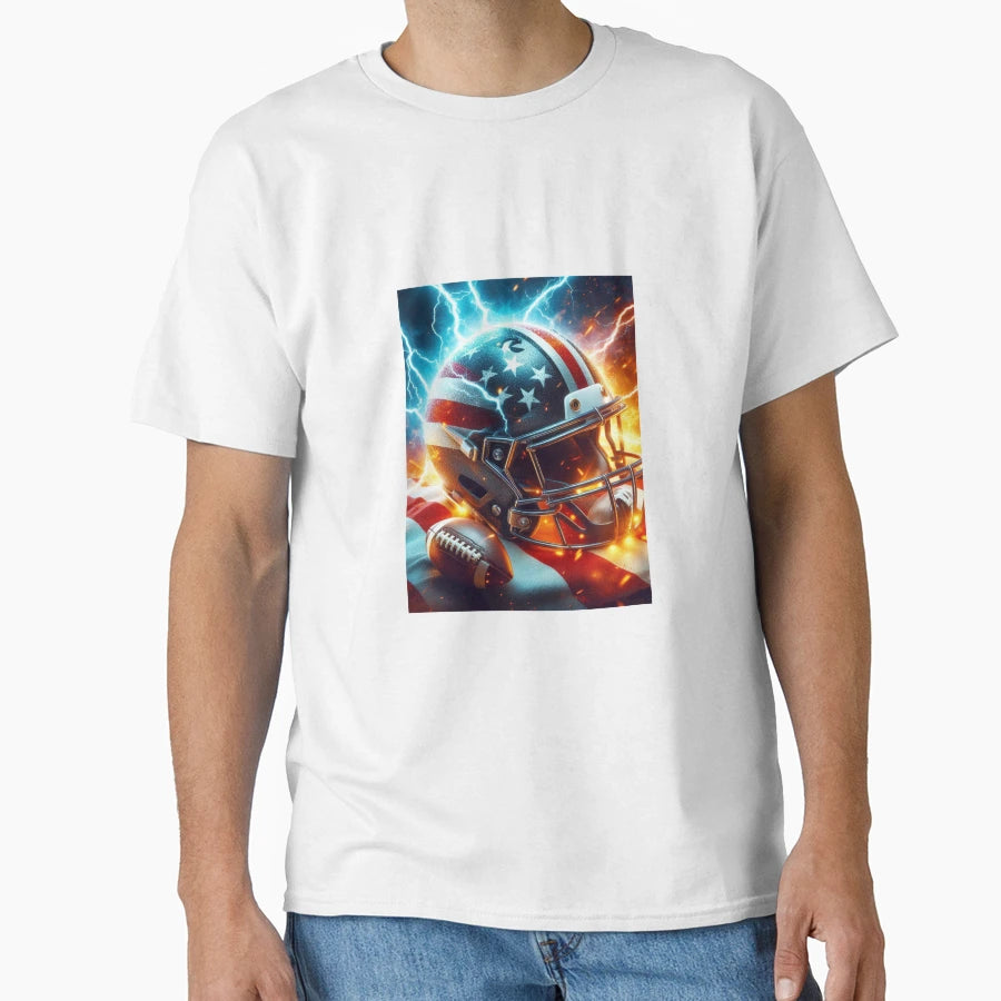 Electric Gridiron Fiery American T-Shirt - Trendy Graphic Men Women - T-Shirt, Sweatshirt, Hoodie