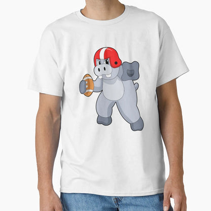 Hippo Football Sports T-Shirt - Unique Graphic Unisex - T-Shirt, Sweatshirt, Hoodie