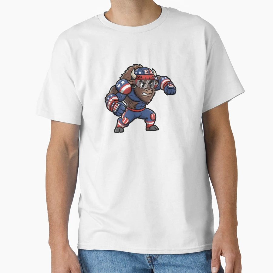 Fierce Bison Mascot Portrays T-Shirt - Casual Everyday Wear Unisex - T-Shirt, Sweatshirt, Hoodie