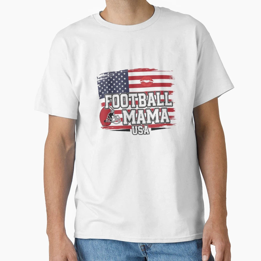 American Flag Football Mama Usa T-Shirt - Streetwear Style for Adults - T-Shirt, Sweatshirt, Hoodie