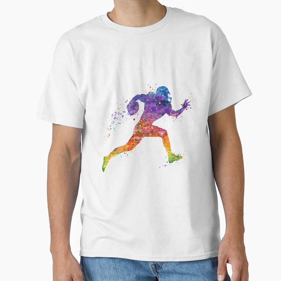 American Football Player Watercolor T-Shirt - Aesthetic Graphic Unisex - T-Shirt, Sweatshirt, Hoodie