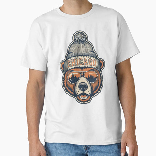 Chicago Football Bear Skyline Windy T-Shirt - Fun Novelty Design Men Women - T-Shirt, Sweatshirt, Hoodie