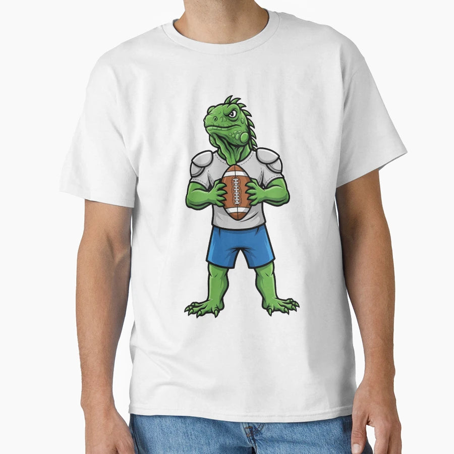 Iguana Football Mascot Reptile Sport T-Shirt - Trendy Graphic for Adults - T-Shirt, Sweatshirt, Hoodie