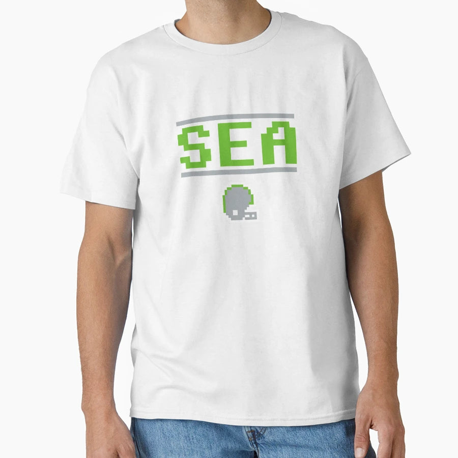 Seattle Football 8 Bit Helmet T-Shirt - Unique Graphic for Adults - T-Shirt, Sweatshirt, Hoodie