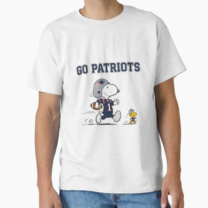 New England Patriots Snoopy Go Patriots T-Shirt - Unique Graphic for Adults - T-Shirt, Sweatshirt, Hoodie