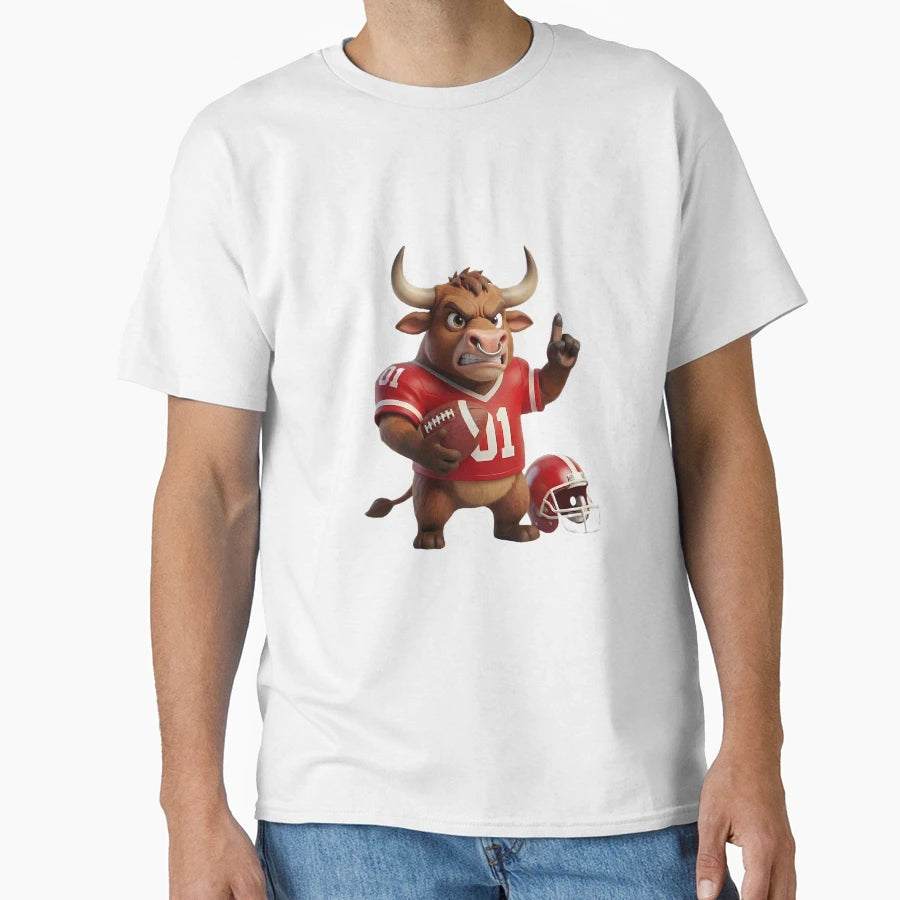 Angry Bull Gridiron Beast Tough 3D T-Shirt - Novelty Apparel for Adults - T-Shirt, Sweatshirt, Hoodie