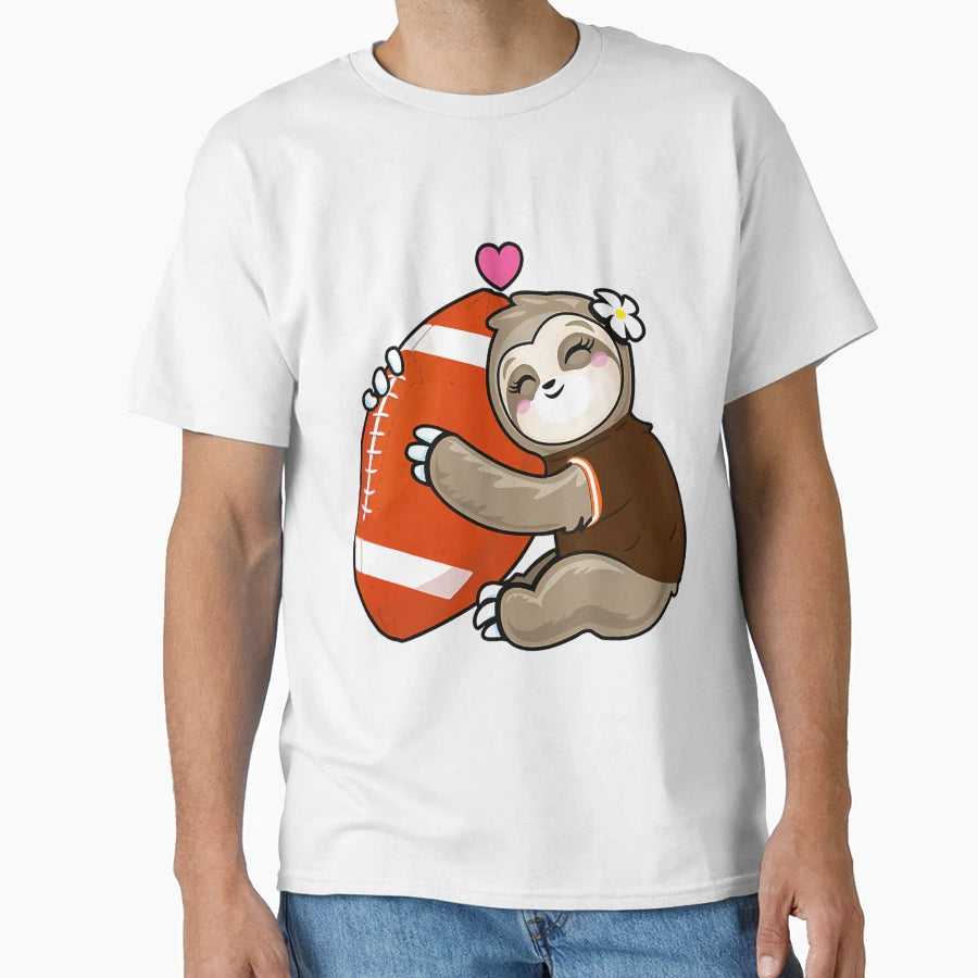Football Sloth Love Cleveland Football T-Shirt - Custom Art Print Men Women - T-Shirt, Sweatshirt, Hoodie