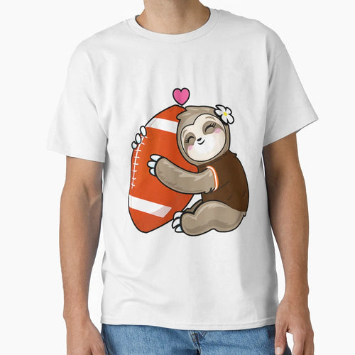 Football Sloth Love Cleveland Football T-Shirt - Custom Art Print Men Women - T-Shirt, Sweatshirt, Hoodie