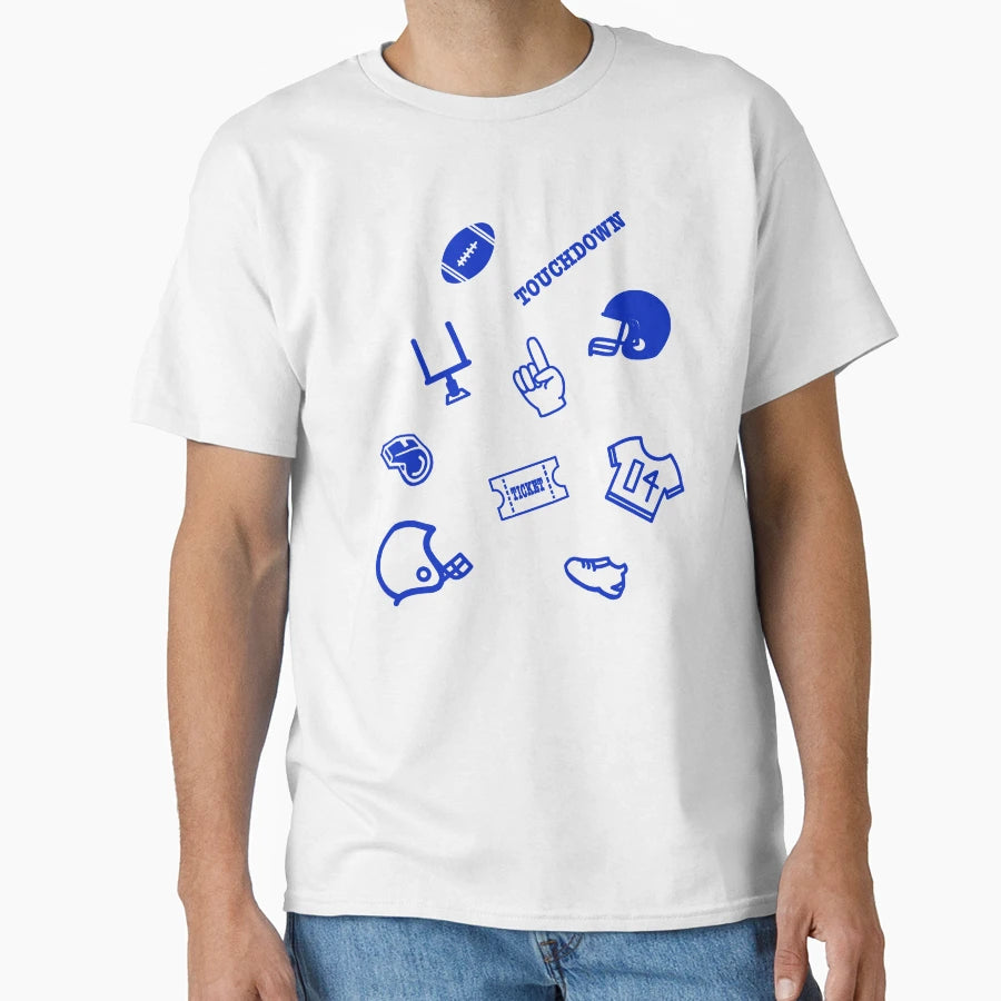 Football Theme Fan Pattern Blue T-Shirt - Streetwear Style for Adults - T-Shirt, Sweatshirt, Hoodie