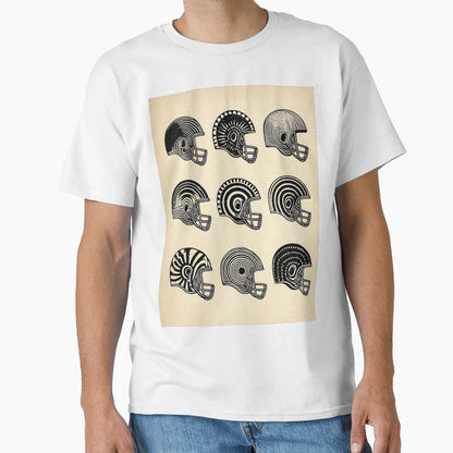 Nine Football Helmet Designs T-Shirt - Streetwear Style Men Women - T-Shirt, Sweatshirt, Hoodie