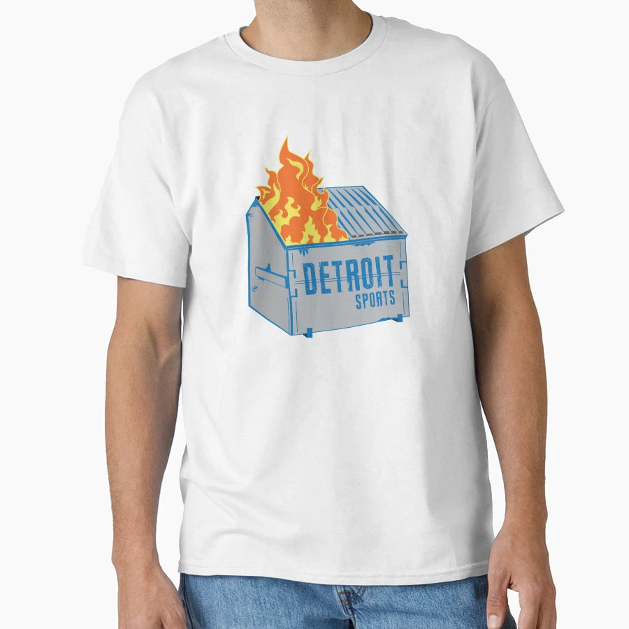 Detroit Sports Dumpster Fire T-Shirt - Minimalist Print Unisex - T-Shirt, Sweatshirt, Hoodie