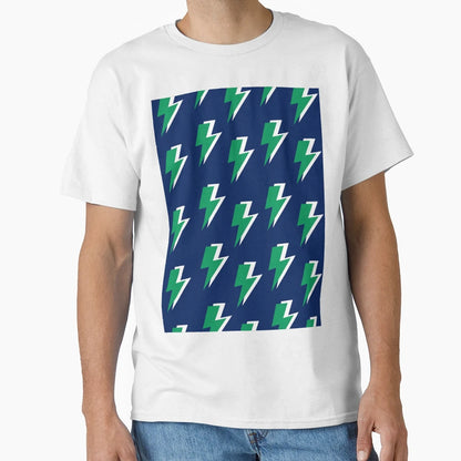 Green Lightning Blue Background T-Shirt - Fun Novelty Design Men Women - T-Shirt, Sweatshirt, Hoodie