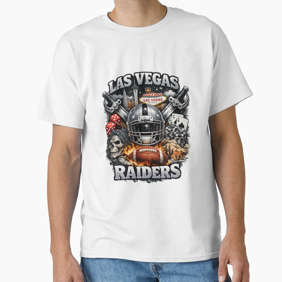 Las Vegas Football Silver Black Skull T-Shirt - Novelty Apparel Men Women - T-Shirt, Sweatshirt, Hoodie