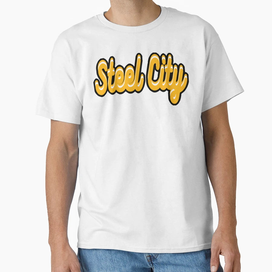 Pittsburgh Steel City Cursive Triple T-Shirt - Unique Graphic Men Women - T-Shirt, Sweatshirt, Hoodie