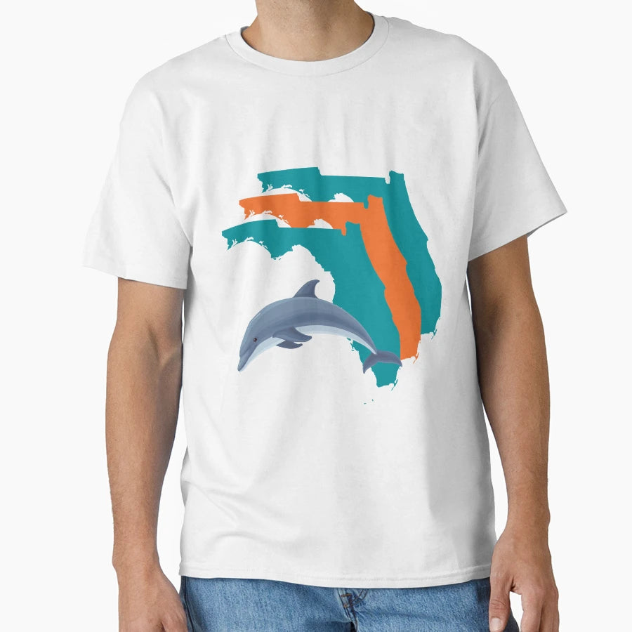 Florida Border Dolphins T-Shirt - Novelty Apparel for Adults - T-Shirt, Sweatshirt, Hoodie