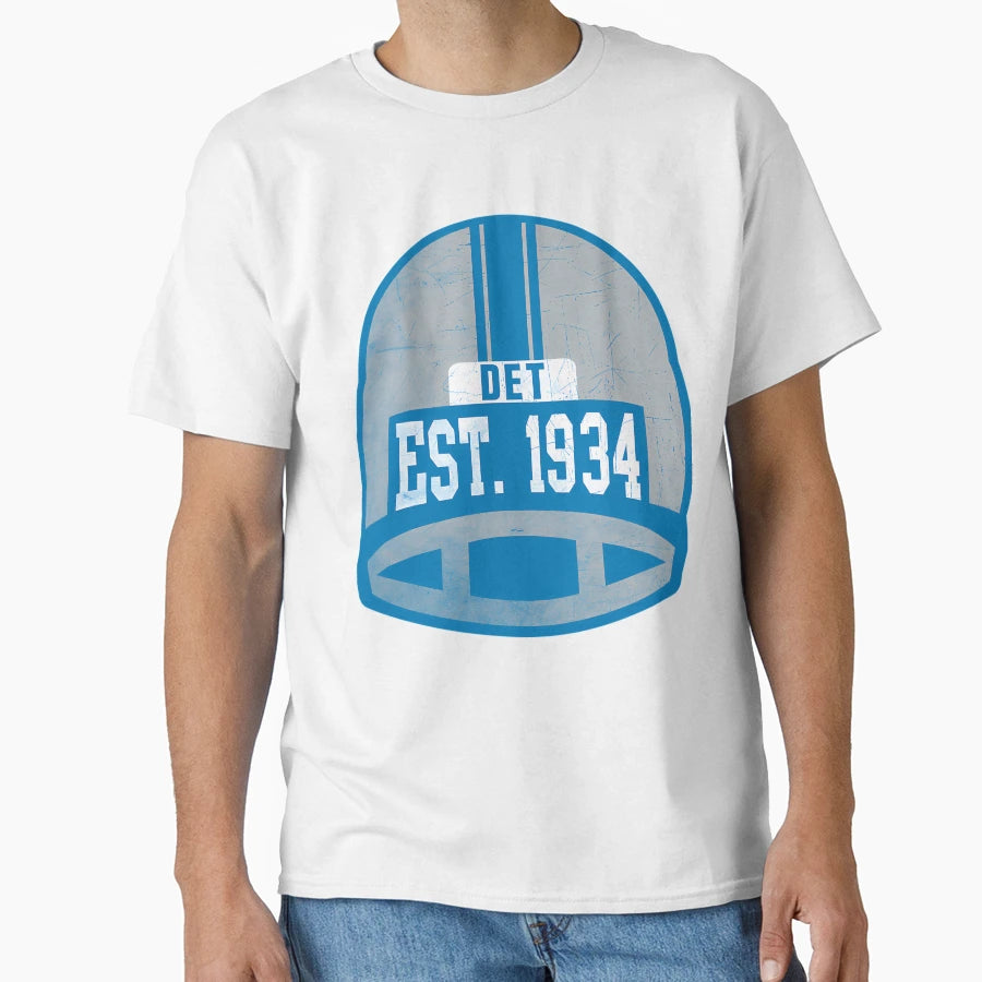 Detroit Football Throwback Helmet T-Shirt - Minimalist Print for Adults - T-Shirt, Sweatshirt, Hoodie