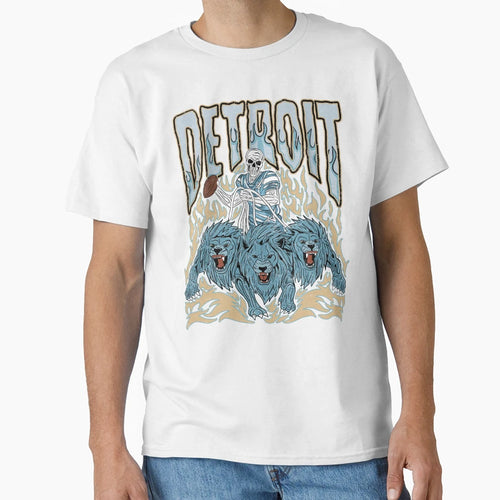 Detroit Football Skull T-Shirt - Custom Art Print Men Women - T-Shirt, Sweatshirt, Hoodie