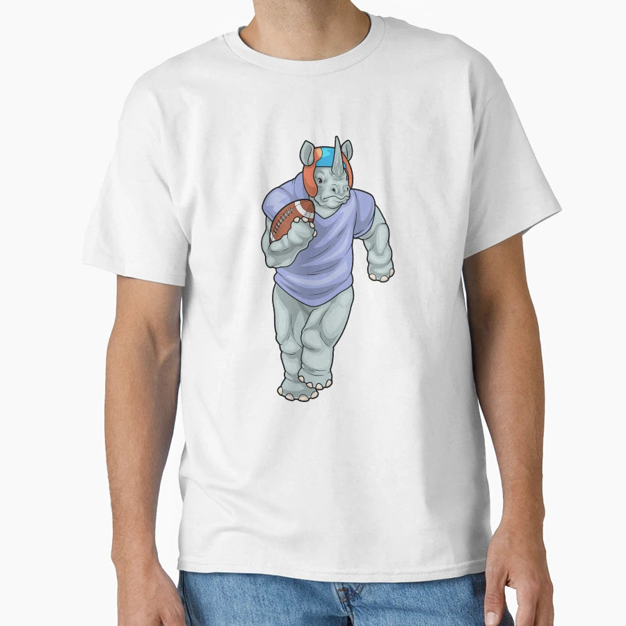 Rhino American Football Sports T-Shirt - Custom Art Print Unisex - T-Shirt, Sweatshirt, Hoodie