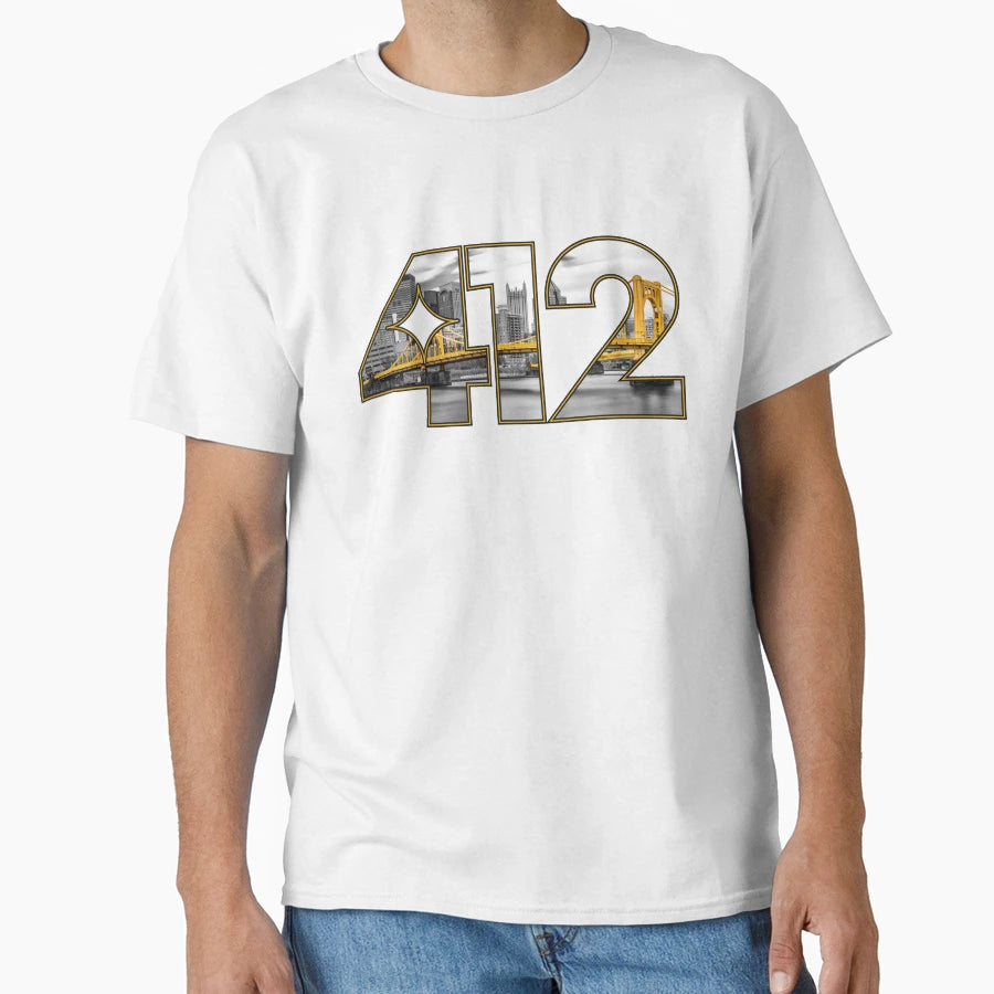 412 Pittsburgh Skyline T-Shirt - Custom Art Print Unisex - T-Shirt, Sweatshirt, Hoodie