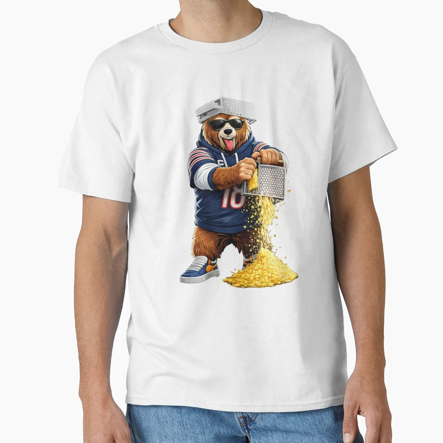 Funny Bear Grating Cheese Illustration T-Shirt - Graphic Print Men Women - T-Shirt, Sweatshirt, Hoodie