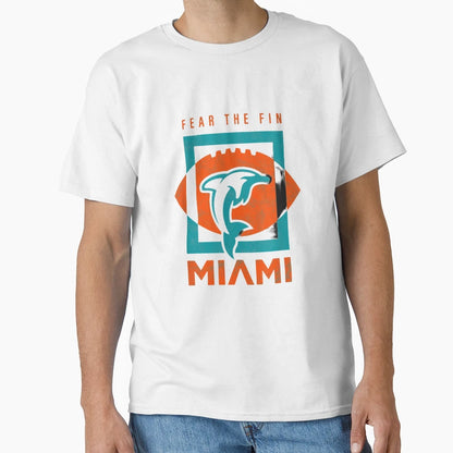 Dolphin Fear Fin Miami Football Fan T-Shirt - Graphic Print Men Women - T-Shirt, Sweatshirt, Hoodie