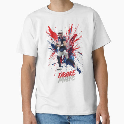 Drake Maye Patriots Action Splash T-Shirt - Custom Art Print for Adults - T-Shirt, Sweatshirt, Hoodie
