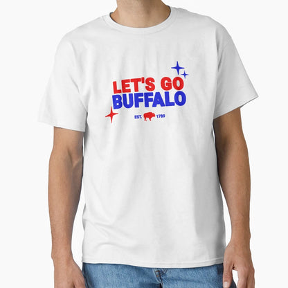 Lets Go Buffalo Football Colors T-Shirt - Custom Art Print Men Women - T-Shirt, Sweatshirt, Hoodie