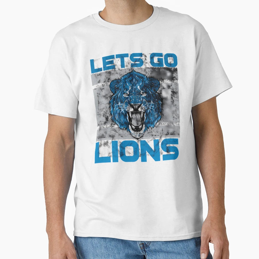 Lets Go Lions Distressed Game Day T-Shirt - Custom Art Print Unisex - T-Shirt, Sweatshirt, Hoodie