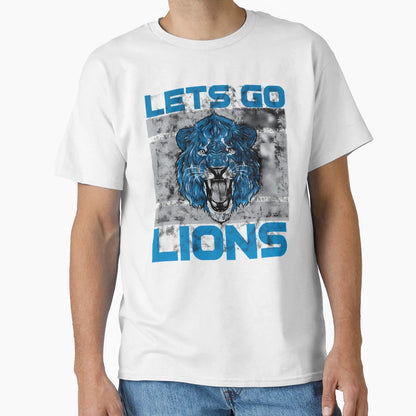 Lets Go Lions Distressed Game Day T-Shirt - Custom Art Print Unisex - T-Shirt, Sweatshirt, Hoodie