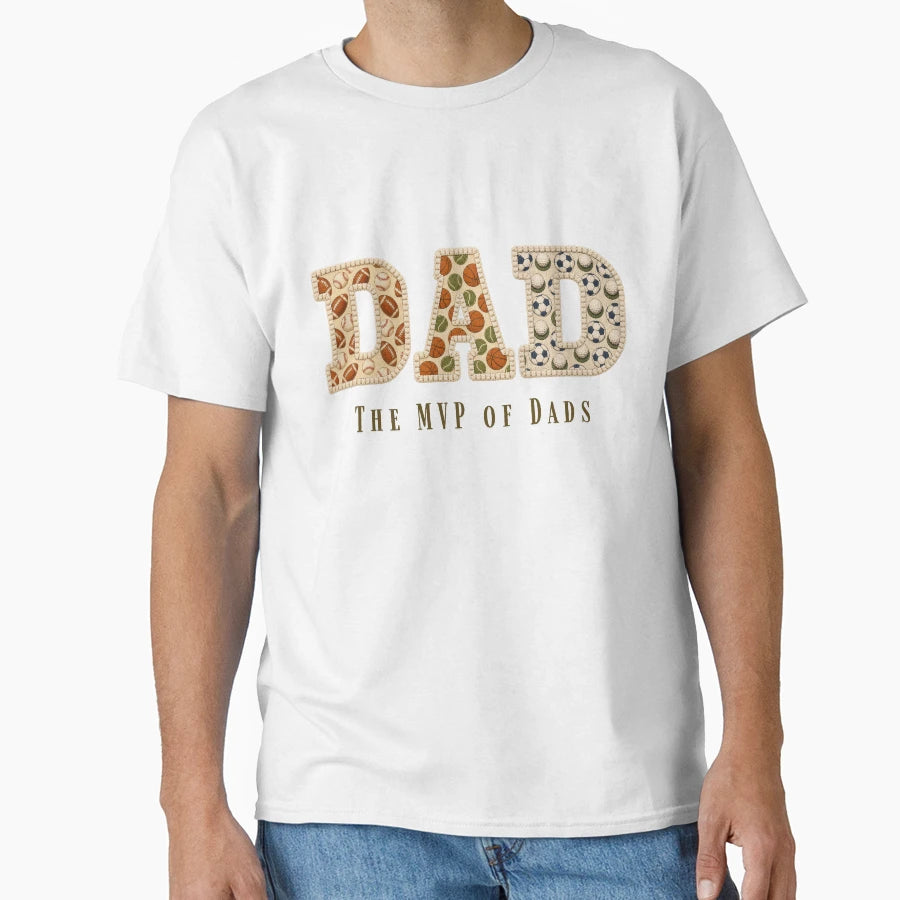 Mvp Dads Sports Dad Faux Patchwork T-Shirt - Trendy Graphic for Adults - T-Shirt, Sweatshirt, Hoodie